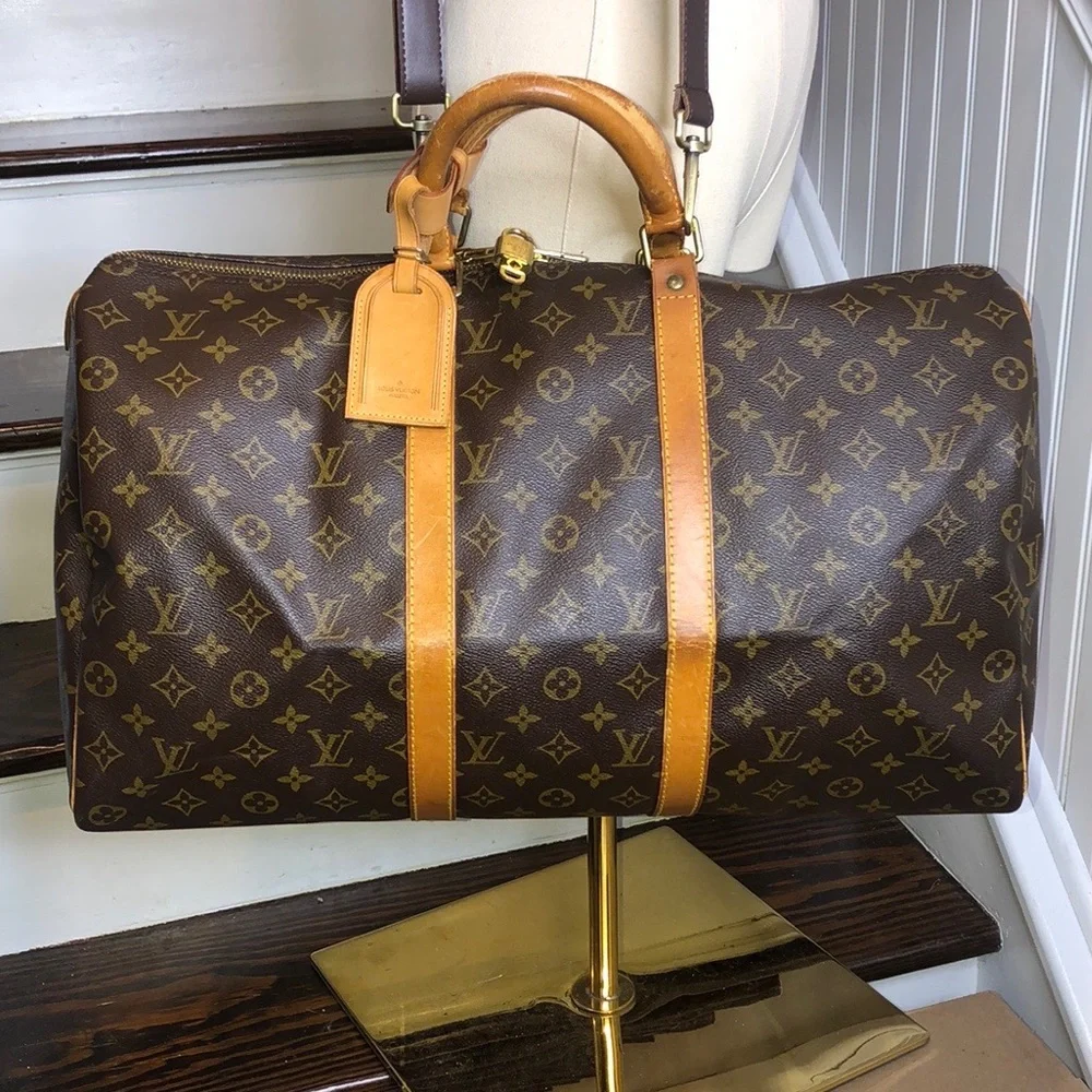 LOUIS VUITTON LV50 Keepall Monogram Canvas Tote Travel Duffle Bag LV 50 SP0992